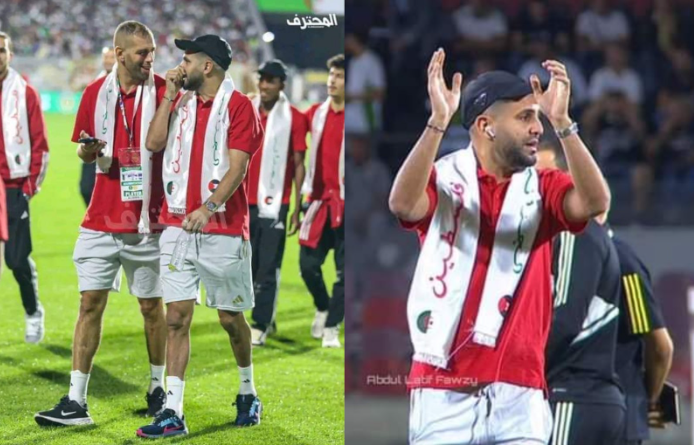 صورة لاعبي المنتخب الجزائري قبل بداية المباراة يفاجئون الجميع!!